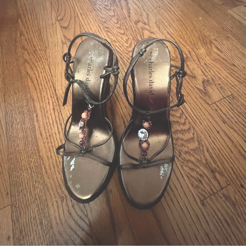 Elegant Bronze Wedge Sandals